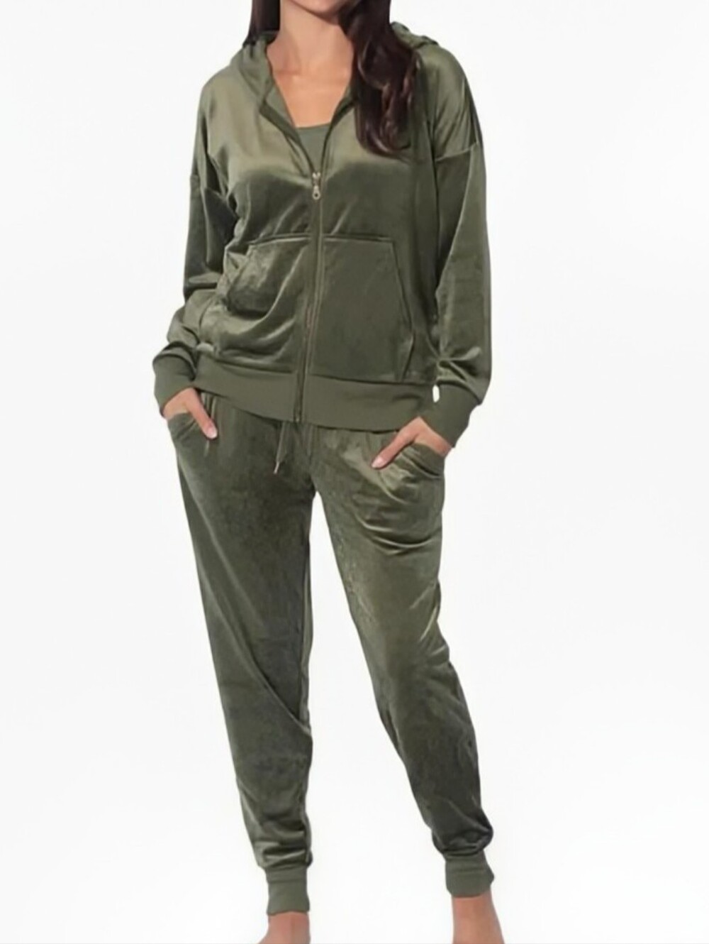 Velour Tracksuit XL Olive Green